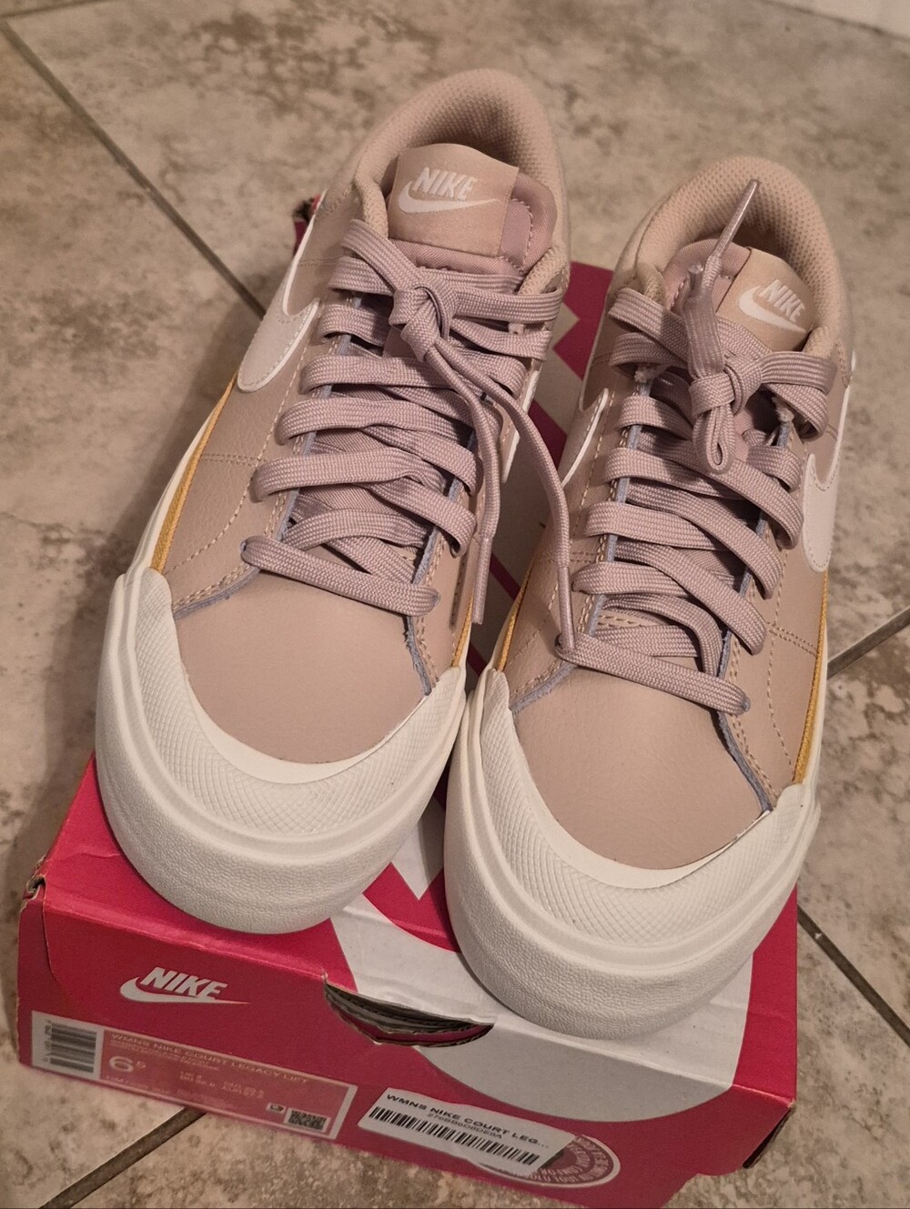 Nike Court Legacy Lift Platform Shimmer Pale Ivory Women's Size 6.5